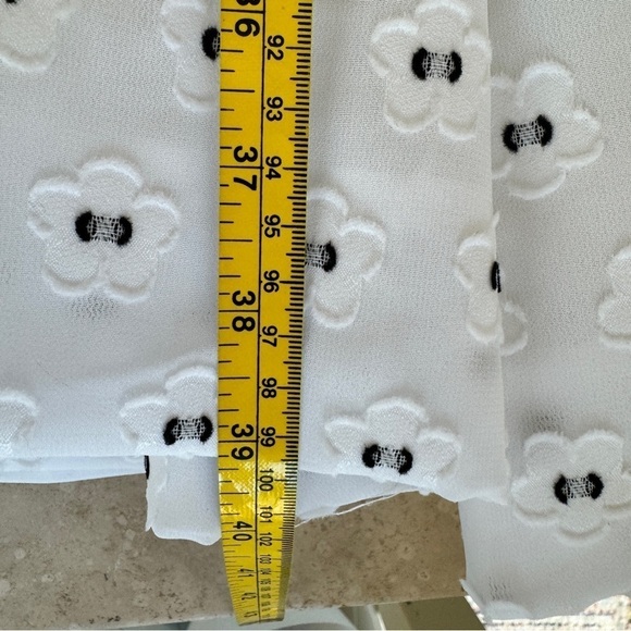 Current Air White Floral Tie Neck Ruffle A Line Swing Womens Size M Knee Length - Picture 12 of 15